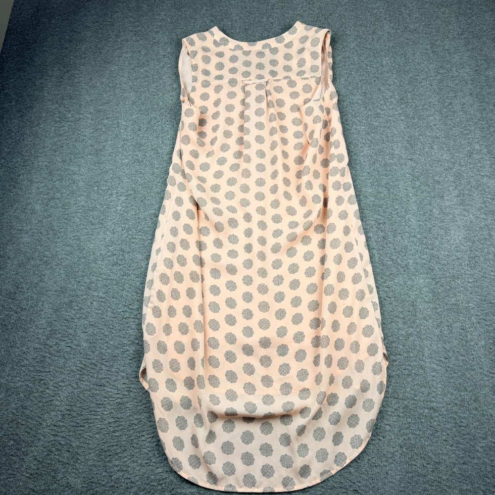 H&M Women's Size 8 Long Sleeveless High Low Floral Blouse Pink Gray
